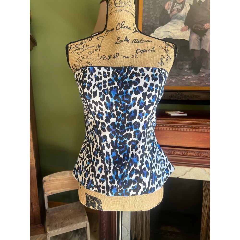Y2K leopard print bustier glamorous mob wife club wear White House Black Market